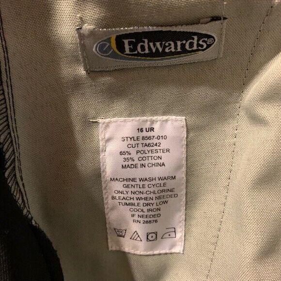 EDWARDS SIZE 16 UR 8567-O10 BLACK WORK UTILITY PANTS - Picture 5 of 5